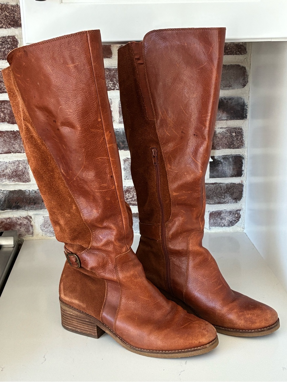 Lucky Brand Timinii Tall Boots 9.5 Brown Leather and Suede